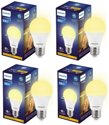 PHILIPS 14 W Basic Round E27 LED Bulb(Yellow, Pack of 4)