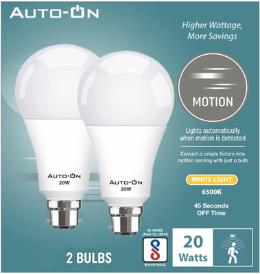 auto-on 20 W Basic Standard B22 LED Bulb(White, Pack of 2)