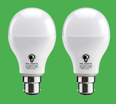 mg lights 12 W Basic Arbitrary B22 LED Bulb(White, Pack of 2)