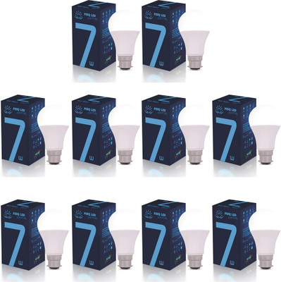 PESQ 7 W Basic Round B22 LED Bulb(White, Pack of 10)