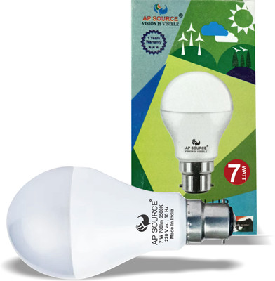 AP Source 7 W Basic Round B22 LED Bulb(White)