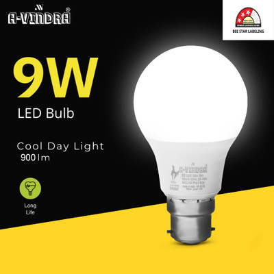 AVINDRA 9 W Eye Safety Compliance Round B22 LED Bulb(White)