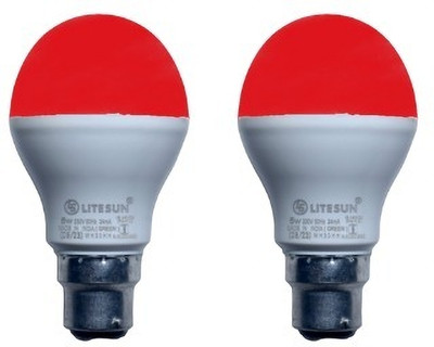 LiteSun 5 W Basic Standard B22 LED Bulb(Red, Pack of 2)