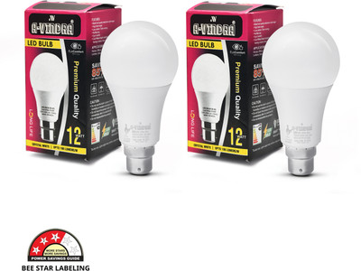 AVINDRA 12 W Basic Round B22 LED Bulb(White, Pack of 2)