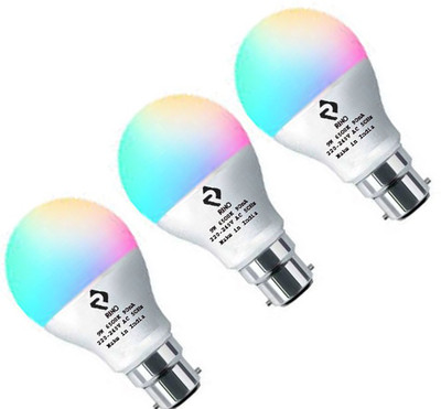 rino 9 W Basic Standard B22 LED Bulb(RGB, Pack of 3)