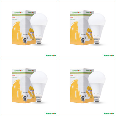 Renesola 9 W Basic Round B22 LED Bulb(Yellow, Pack of 4)