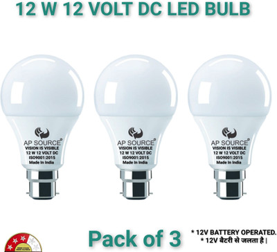 AP Source 12 W Basic Round B22 LED Bulb(White, Pack of 3)