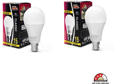 AVINDRA 15 W Basic Round B22 LED Bulb(White, Pack of 2)