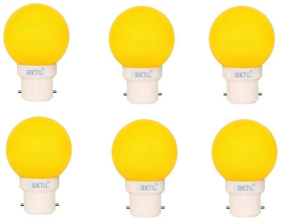RKTIL 0.5 W Basic Round B22 LED Bulb(Yellow, Pack of 6)