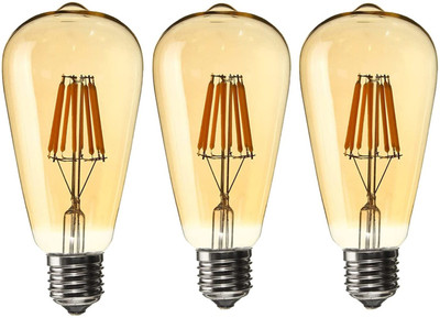 spark world 220 W Basic Decorative E27 LED Bulb(Yellow, Pack of 3)