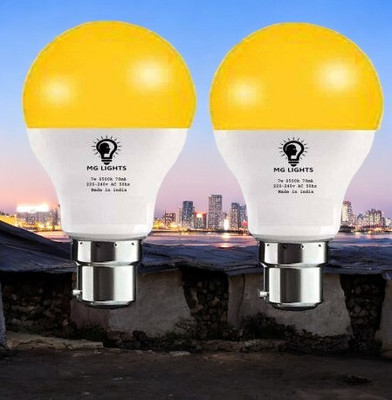 mg lights 5 W Basic Arbitrary B22 LED Bulb(Yellow, Pack of 2)