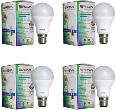 Goldbreva 7 W Basic Round B22 LED Bulb(White, Pack of 4)