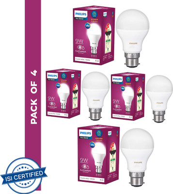 PHILIPS 9 W Basic Round B22 LED Bulb(White, Pack of 4)
