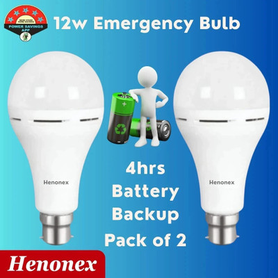 Henonex 12 W Inverter Standard B22 Inverter Bulb(White, Pack of 2)