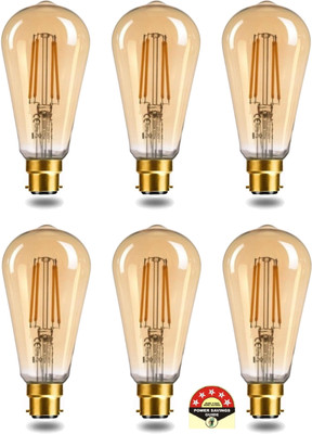 Hybrix 4 W Basic Decorative B22 LED Bulb(Gold, Pack of 6)