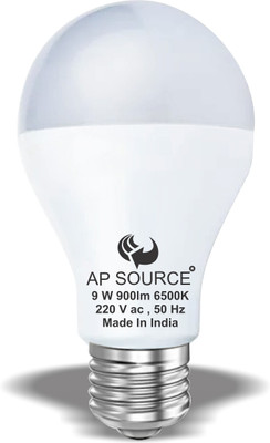 AP Source 9 W Basic Round E27 LED Bulb(White)