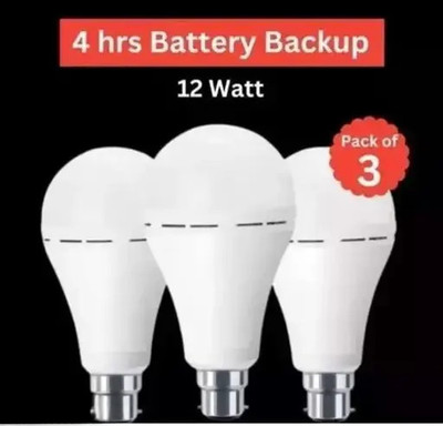 Gold Nation 12 W Inverter Round B22 LED Bulb(White, Pack of 3)