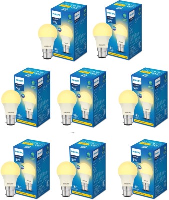 PHILIPS 5 W Round B22 LED Bulb(Yellow, Pack of 8)