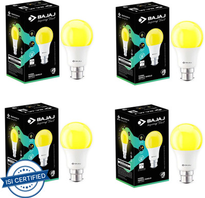 BAJAJ 9 W Basic Round B22 LED Bulb(Yellow, Pack of 4)