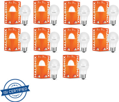 HALONIX 7 W Basic Round E27 LED Bulb(White, Pack of 10)