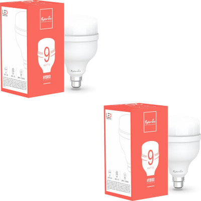 Fybros 9 W Basic Round B22 LED Bulb(White, Pack of 2)