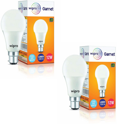 Wipro 12 W Basic Standard B22 LED Bulb(White, Pack of 2)