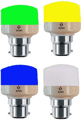 rino 7 W Basic Standard B22 LED Bulb(Multicolor, Pack of 4)