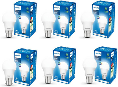 PHILIPS 5 W Basic Round B22 LED Bulb(White, Pack of 6)