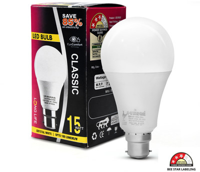 AVINDRA 15 W Basic Round B22 LED Bulb(White)