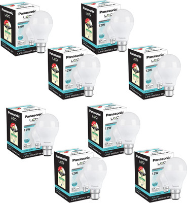 Panasonic 12 W Basic Round B22 LED Bulb(White, Pack of 8)