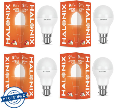 HALONIX 9 W Basic Round B22 LED Bulb(White, Pack of 4)