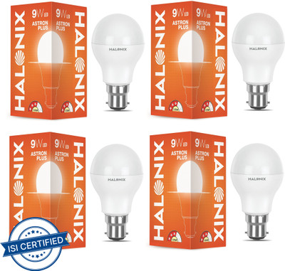 HALONIX 9 W Round B22 LED Bulb(White, Pack of 4)