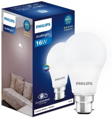 PHILIPS 16 W Round B22 LED Bulb(White)