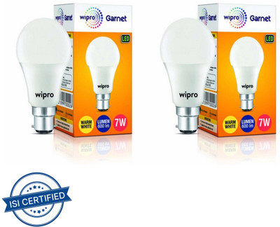 Wipro 7 W Basic Standard B22 LED Bulb(White, Pack of 2)