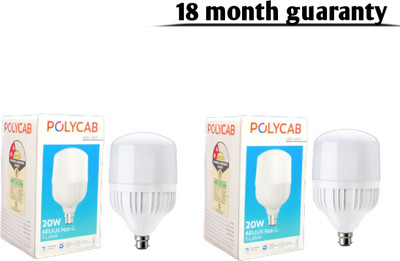Polycab 20 W Basic Round B22 LED Bulb(White, Pack of 2)
