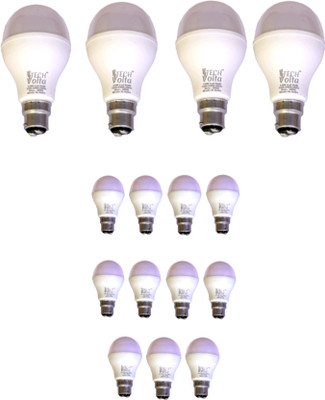 Techvolta 9 W, 12 W Basic Round B22 LED Bulb(White, Pack of 15)