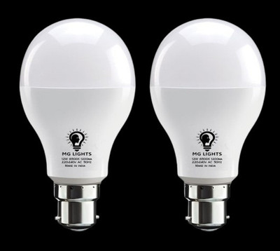 mg lights 12 W Basic Arbitrary B22 LED Bulb(White, Pack of 2)