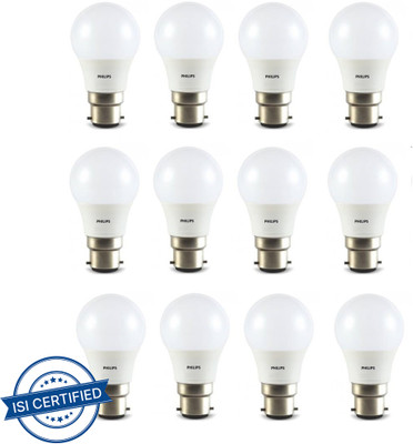 PHILIPS 5 W Basic Round B22 LED Bulb(White, Pack of 12)