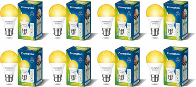 Crompton 9 W Basic Standard B22 LED Bulb(Yellow, Pack of 8)