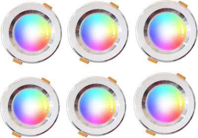 MVL 9 W Color Changing Round Plug & Play LED Bulb(Multicolor, Pack of 6)
