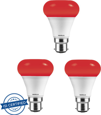 HAVELLS 7 W Basic Standard B22 LED Bulb(Red, Pack of 3)