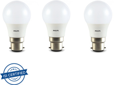 PHILIPS 3 W Basic Round B22 LED Bulb(Yellow, Pack of 3)