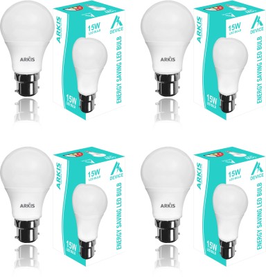 ARKIS 15 W Standard B22 LED Bulb(White, Pack of 4)