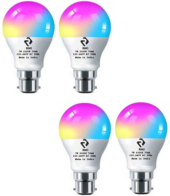 rino 7 W Basic Standard B22 LED Bulb(RGB, Pack of 4)