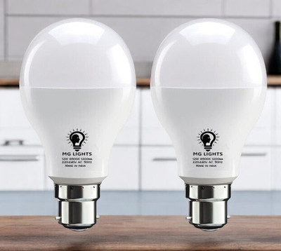 mg lights 12 W Basic Arbitrary B22 LED Bulb(White, Pack of 2)