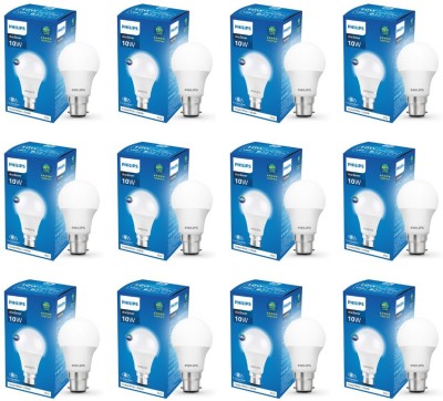 PHILIPS 10 W Standard B22 LED Bulb(White, Pack of 12)