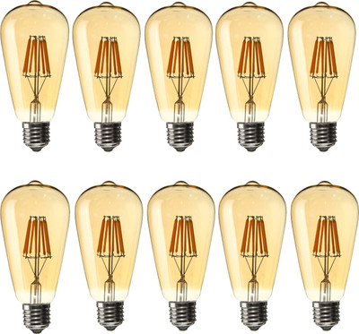 Tip 'n' Top 4 W Basic Decorative E27 LED Bulb(Yellow, Pack of 10)