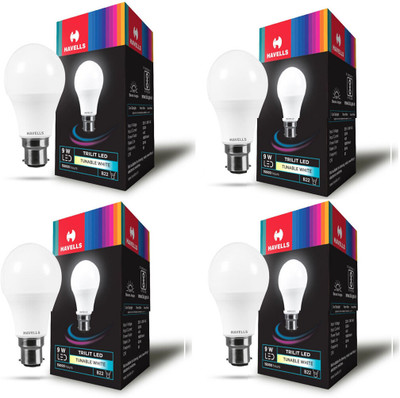 HAVELLS 9 W Color Changing Round B22 LED Bulb(White, Pack of 4)