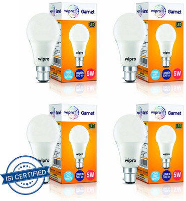 Wipro 7 W Basic Standard B22 LED Bulb(Yellow, Pack of 4)