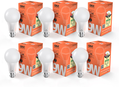 GM 9 W Basic Standard B22 LED Bulb(White, Pack of 6)